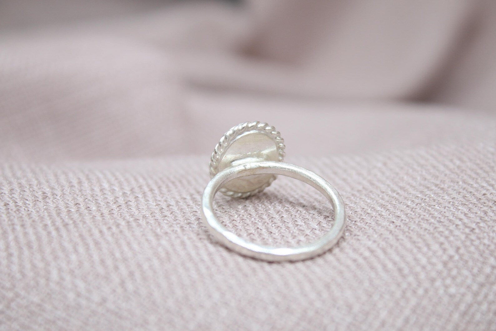Handmade Cats Eye Silver Ring 925 Sterling Silver Oval Gemstone Statement Ring