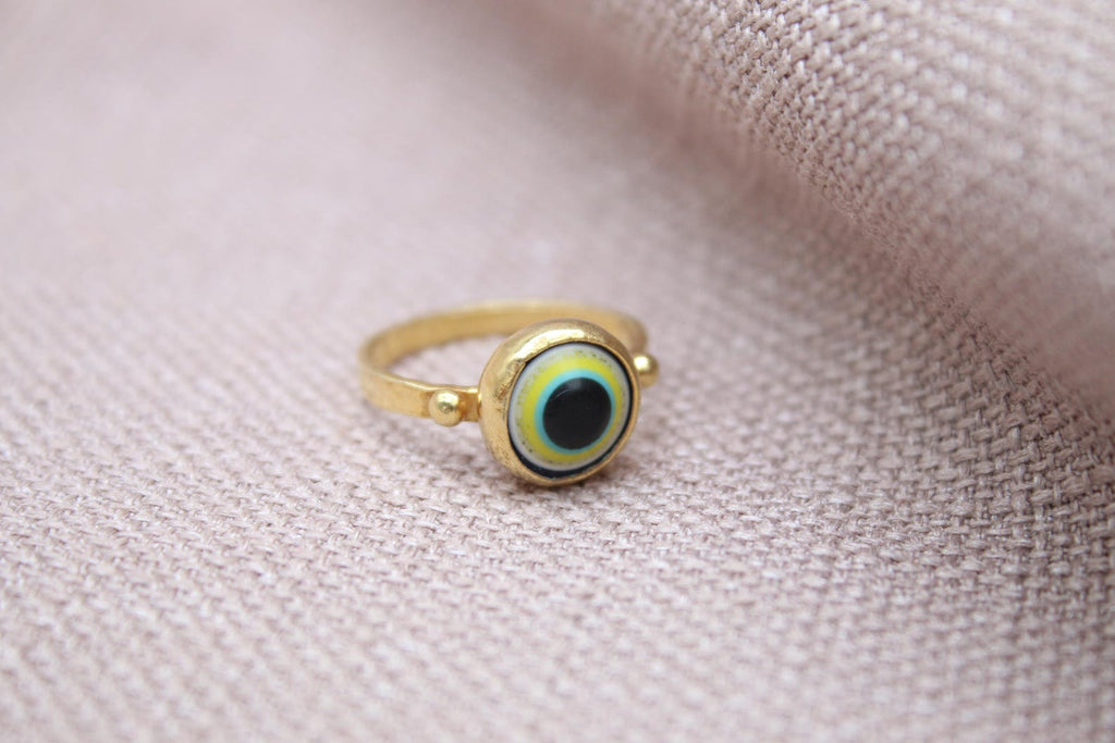Handmade Evil Eye Silver Ring 925 Sterling Silver Protective Charm Minimalist Statement Ring