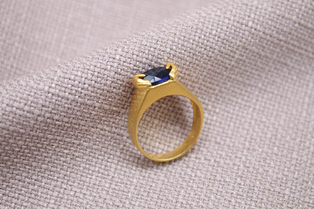 Handmade Sapphire Hug Ring Sterling Silver Unique Blue Gem Statement Ring