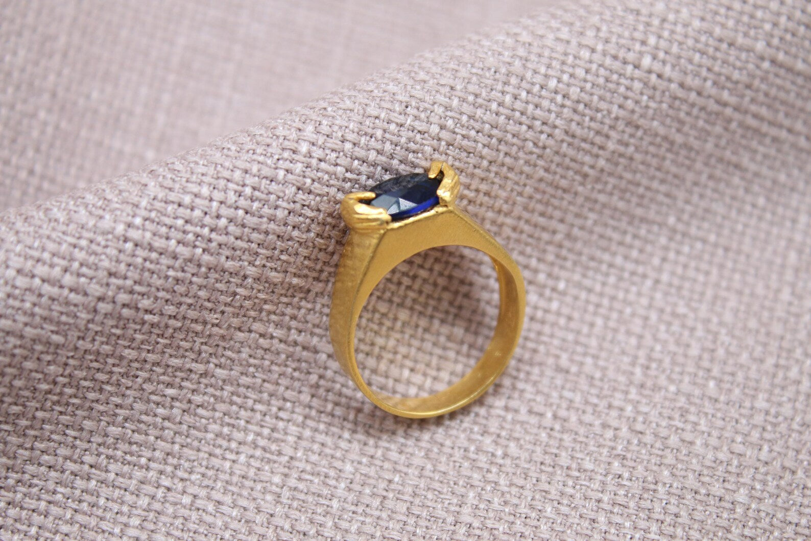 Handmade Sapphire Hug Ring Sterling Silver Unique Blue Gem Statement Ring