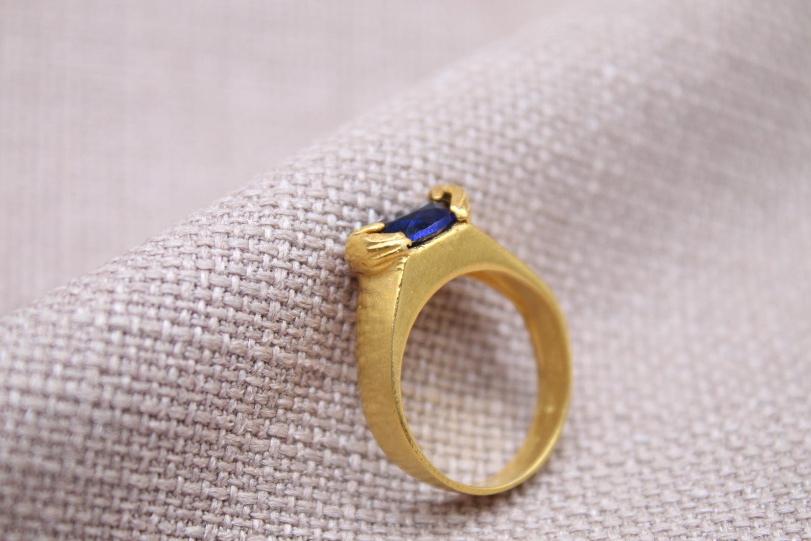 Handmade Sapphire Hug Ring Sterling Silver Unique Blue Gem Statement Ring