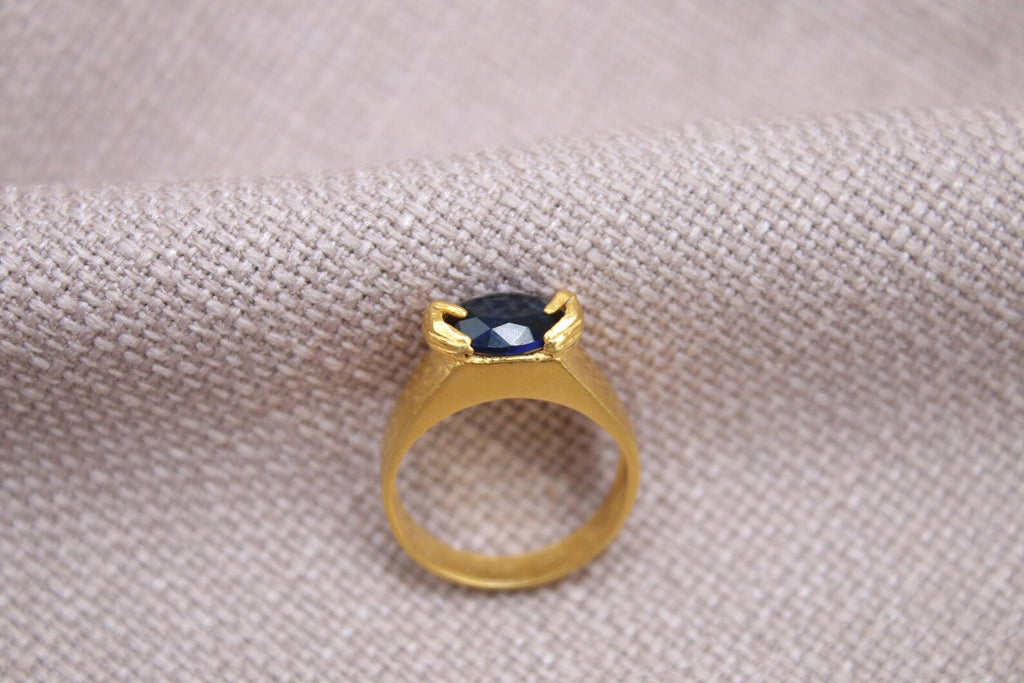 Handmade Sapphire Hug Ring Sterling Silver Unique Blue Gem Statement Ring