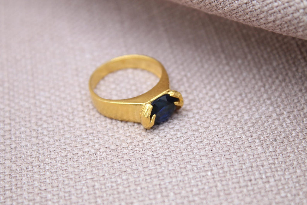 Handmade Sapphire Hug Ring Sterling Silver Unique Blue Gem Statement Ring