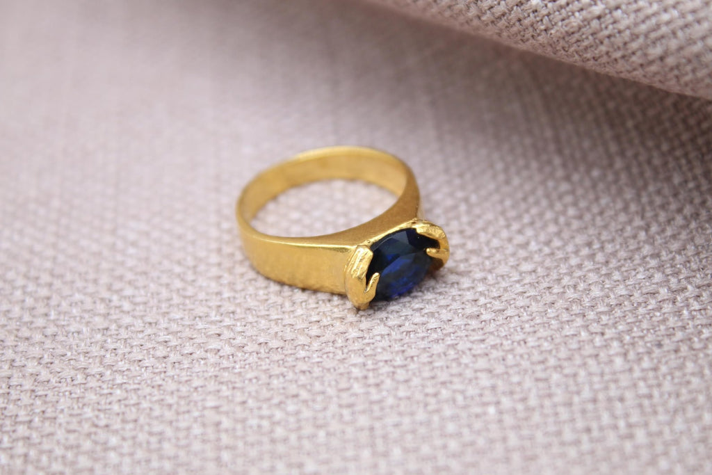 Handmade Sapphire Hug Ring Sterling Silver Unique Blue Gem Statement Ring
