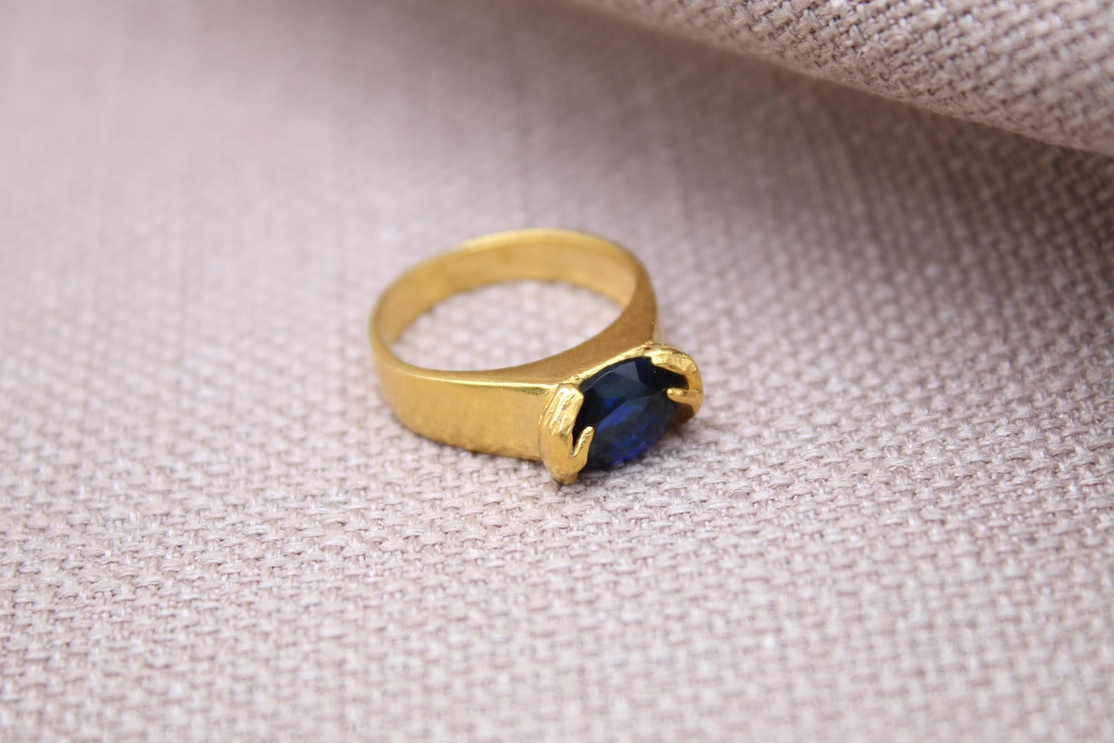 Handmade Sapphire Hug Ring Sterling Silver Unique Blue Gem Statement Ring