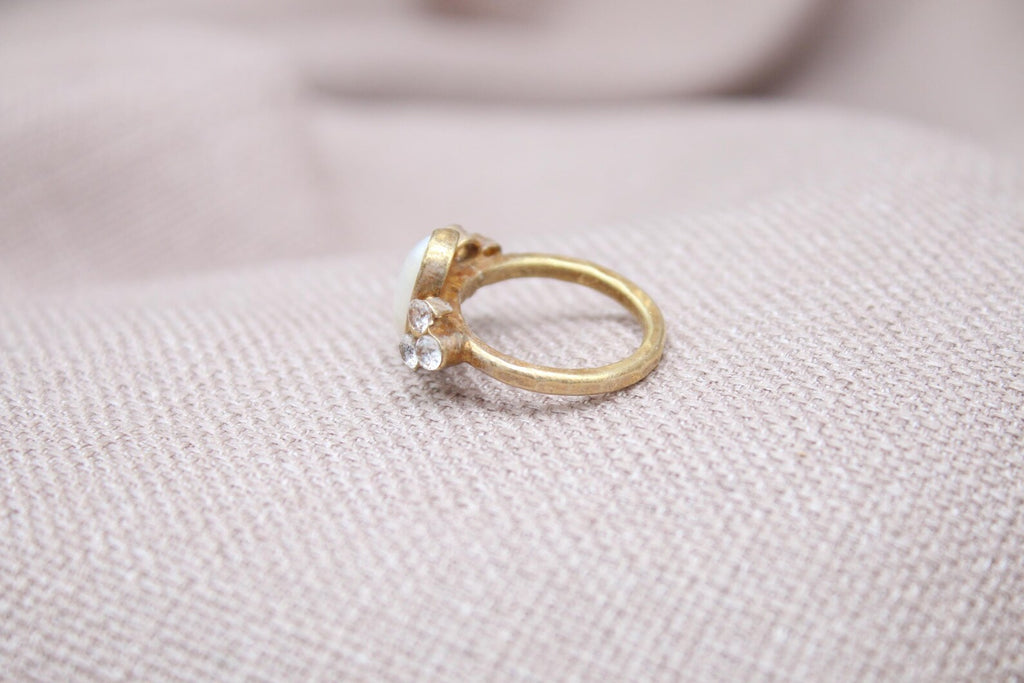 Handmade Pearl Statement Ring Sterling Silver Oval Pearl Cluster Gemstone Ring