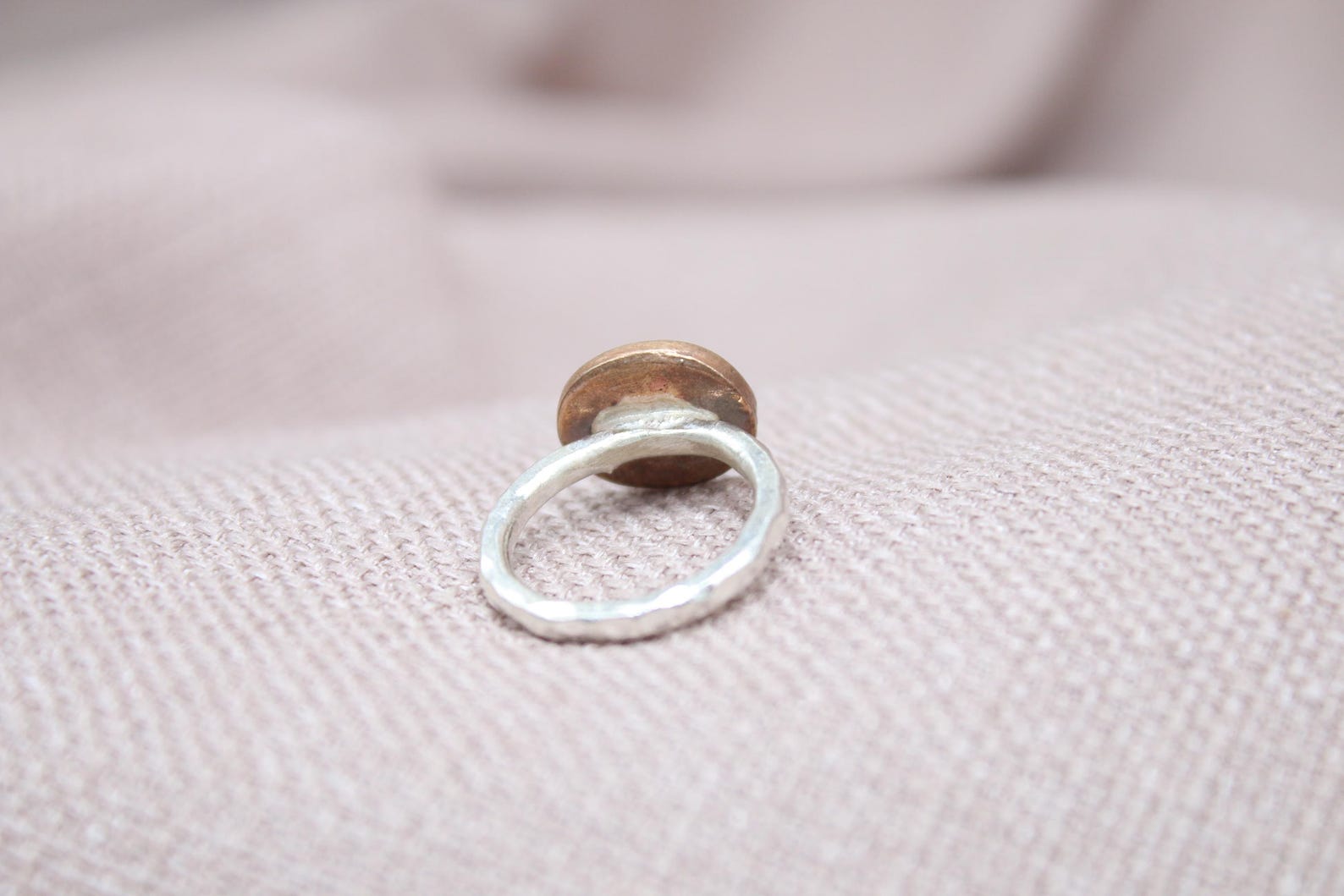 Handmade Bronze Coin Bird Ring Sterling Silver Nature Inspired Signet Ring