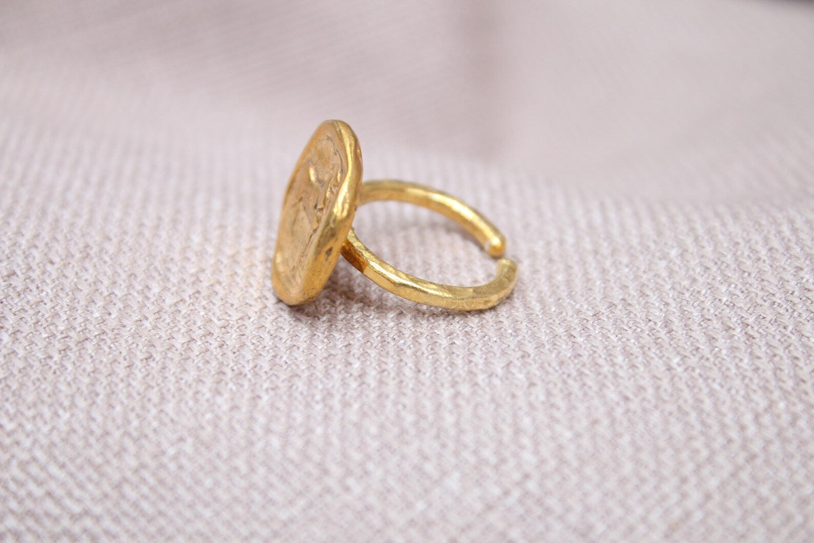 Handmade Goat Coin Ring Sterling Silver Signet Ring Animal Symbol Jewelry