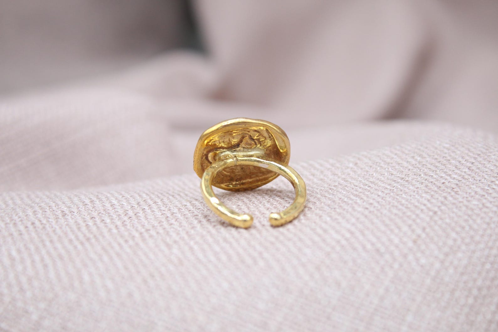 Handmade Apollo Bronze Coin Ring Sterling Silver Ancient Greek Signet Ring