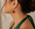 Pisces Intaglio Glass Hoop Earrings 22k Gold Plated 925 Sterling Silver Handmade