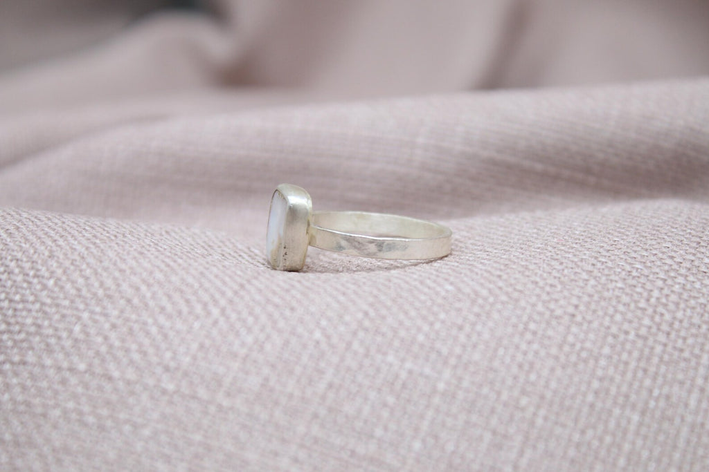 Pearl White Topaz Statement Ring 22k Gold Plated 925 Sterling Silver Handmade