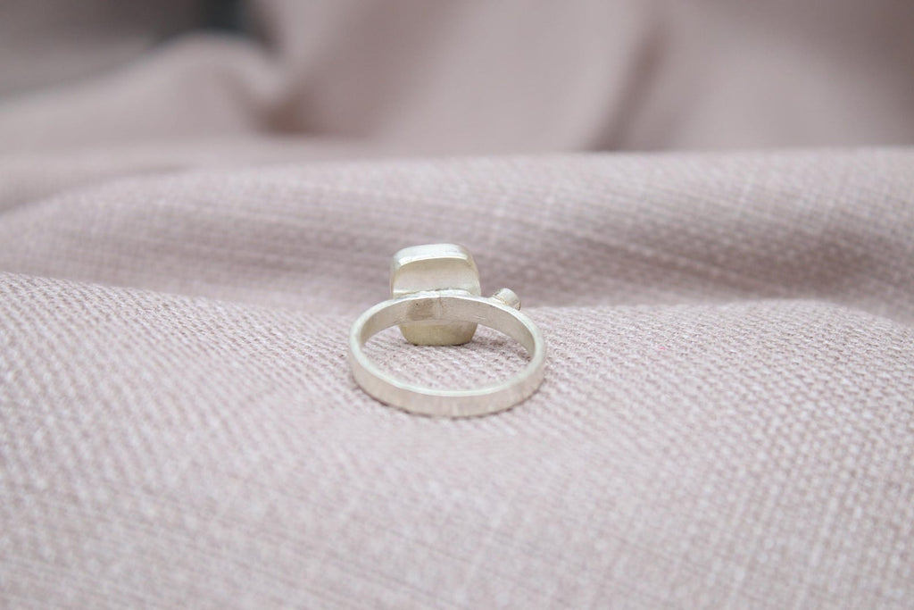 Pearl White Topaz Statement Ring 22k Gold Plated 925 Sterling Silver Handmade