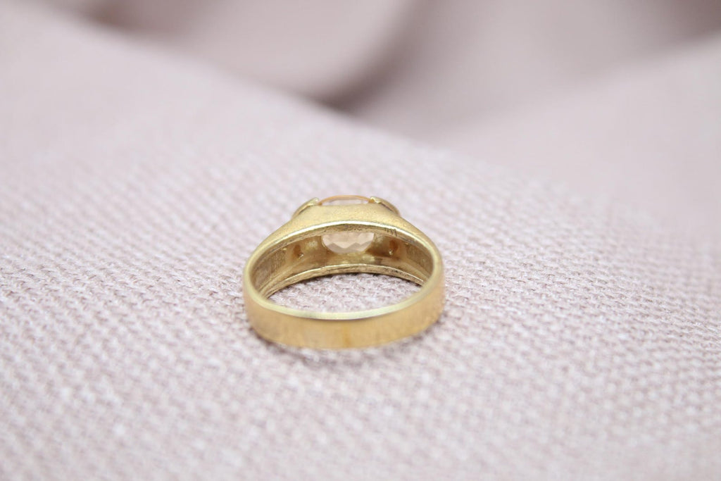 Citrine Solitaire Ring 22k Gold Plated 925 Sterling Silver Handmade Statement Ring