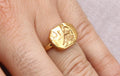 Helios Sun God Signet Ring 22k Gold Plated 925 Sterling Silver Handmade