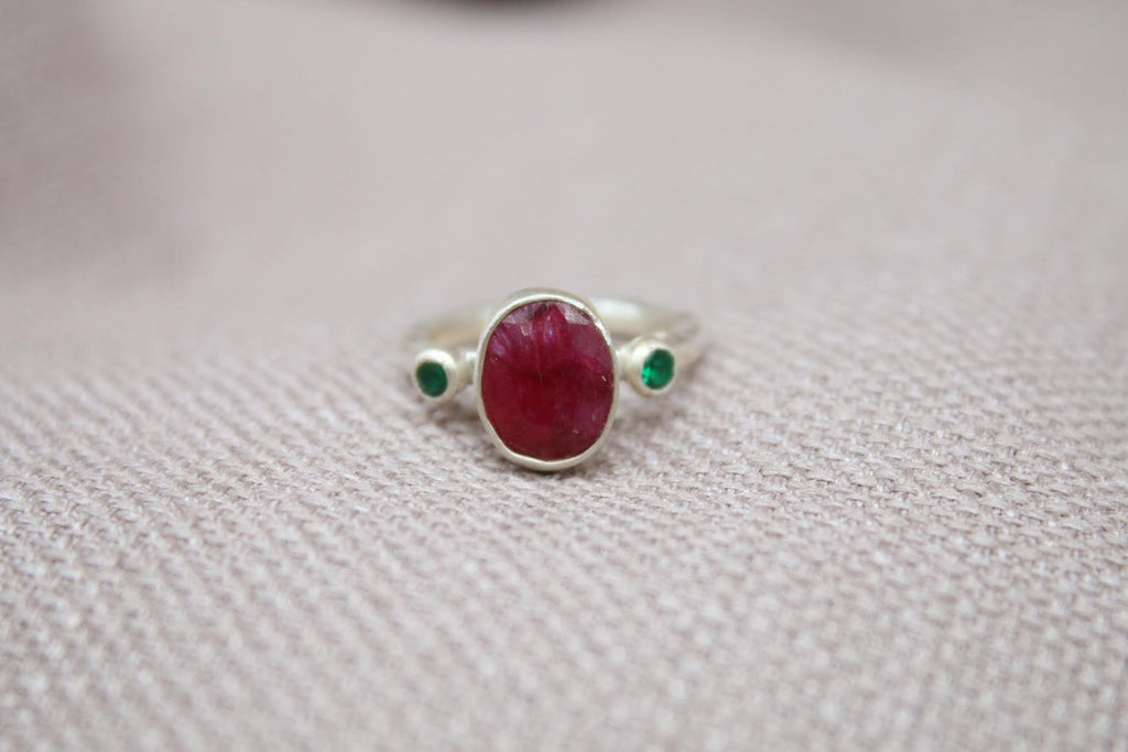 Natural Ruby Statement Ring 925 Sterling Silver Handmade Artisan Gemstone Ring