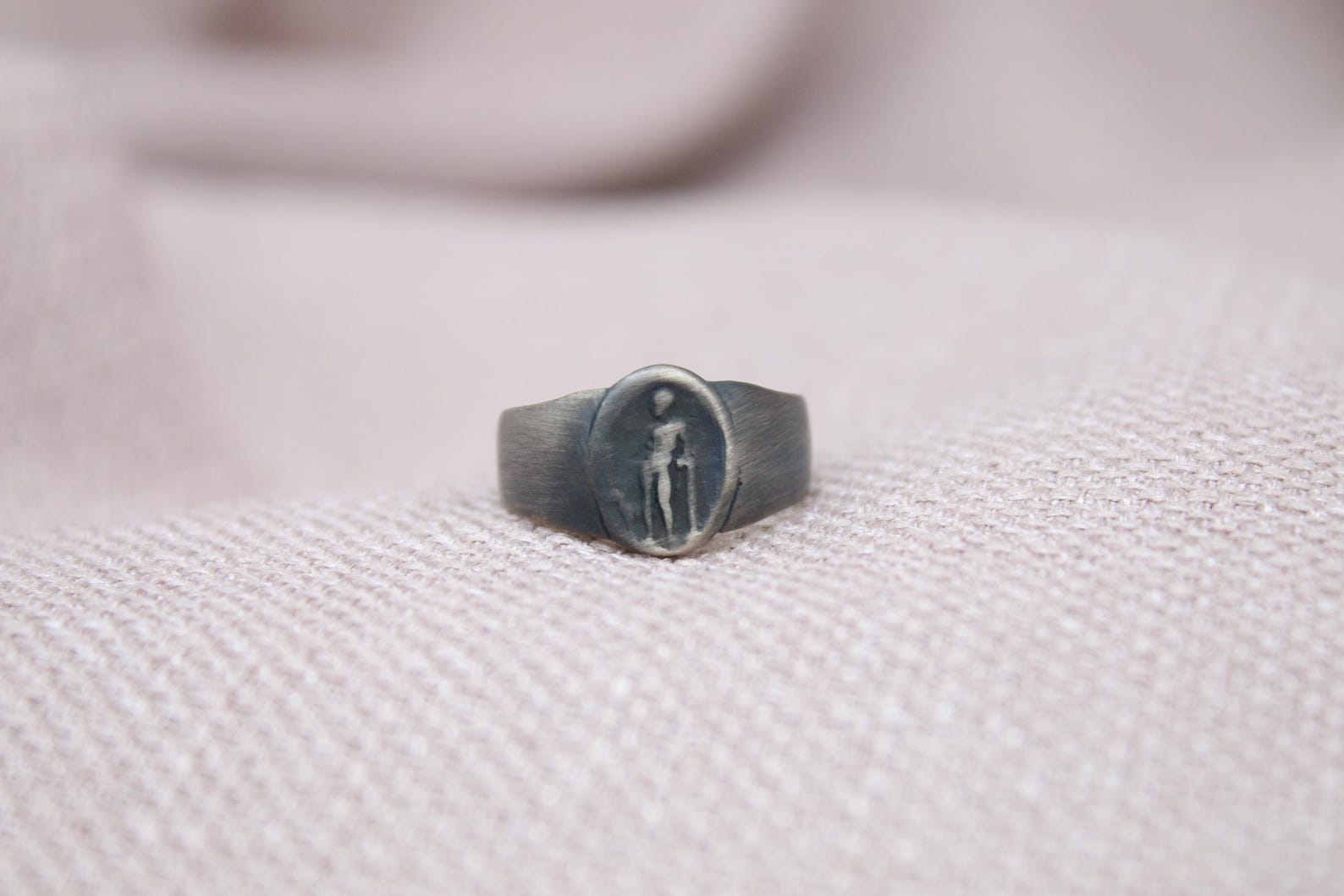 Athena Signet Ring Oxidized 925 Sterling Silver Handmade Greek Mythology Ring
