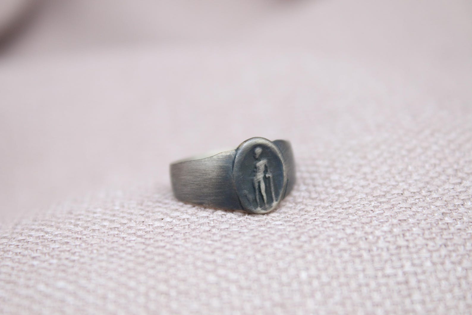 Athena Signet Ring Oxidized 925 Sterling Silver Handmade Greek Mythology Ring