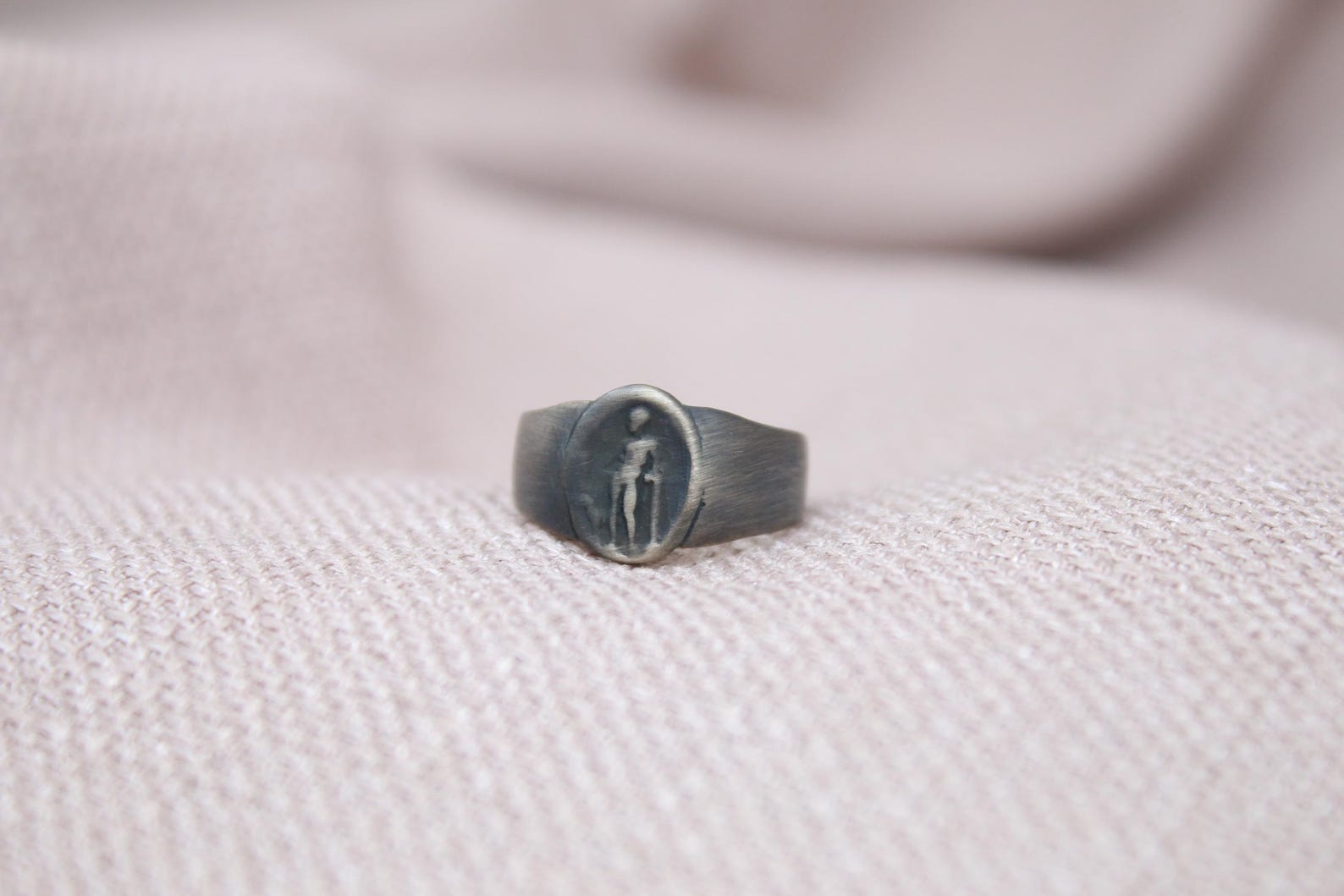 Athena Signet Ring Oxidized 925 Sterling Silver Handmade Greek Mythology Ring