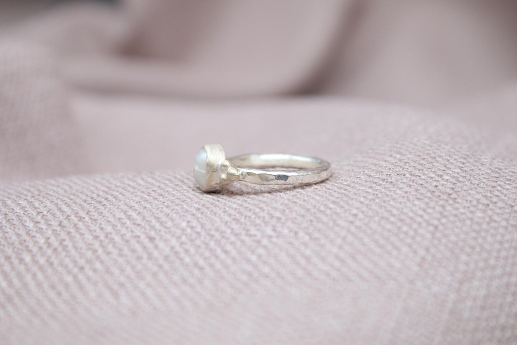 Natural Pearl Ring 925 Sterling Silver Handmade Vintage Style Artisan Ring