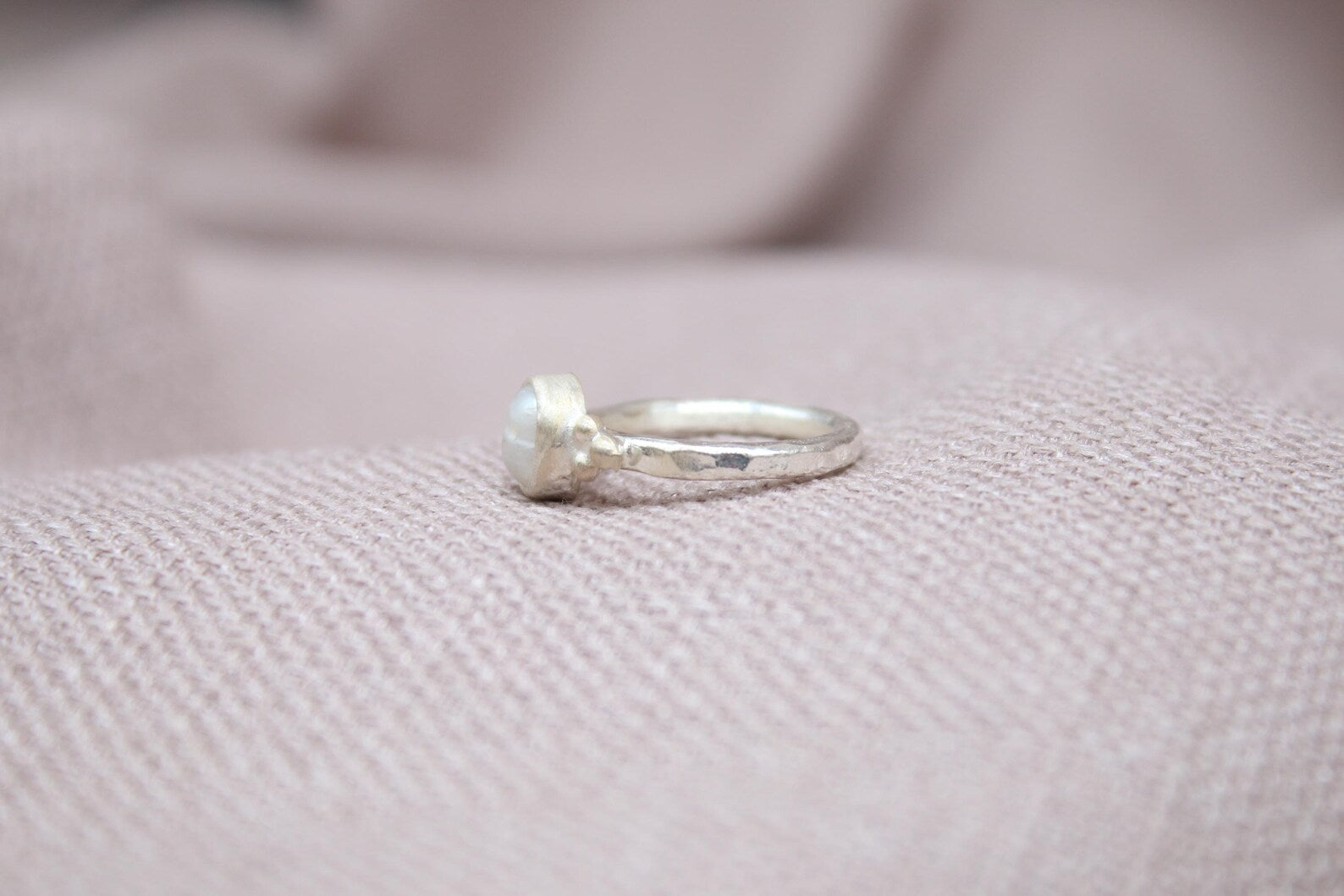 Natural Pearl Ring 925 Sterling Silver Handmade Vintage Style Artisan Ring