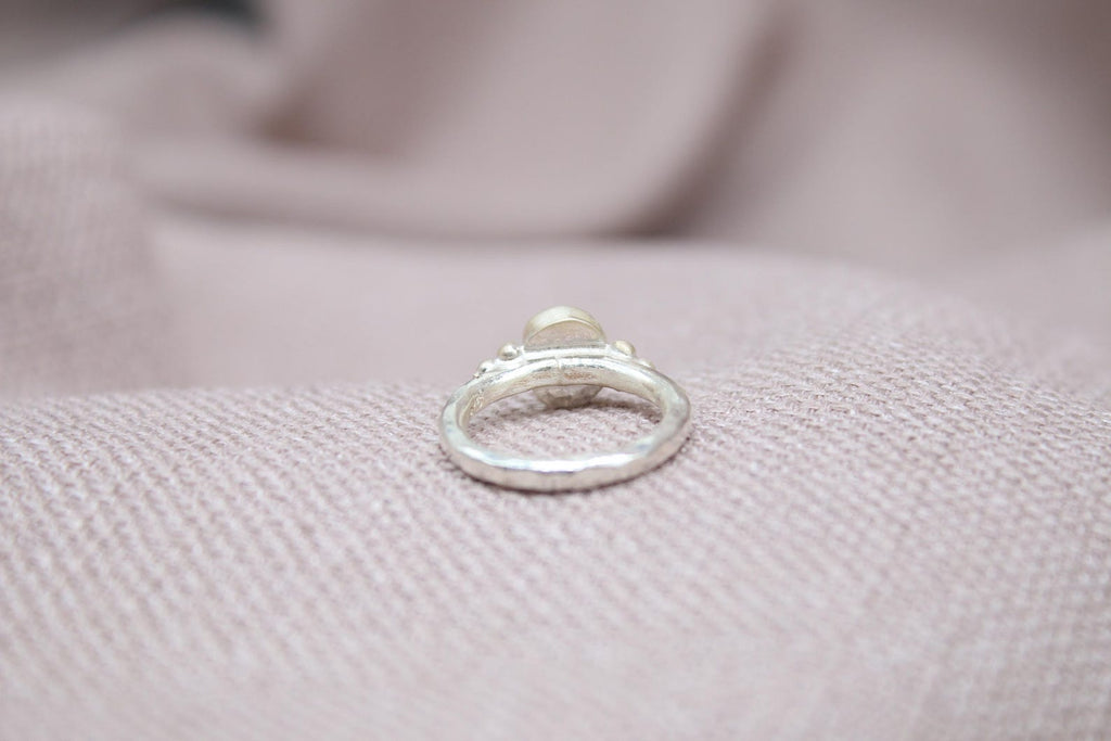 Natural Pearl Ring 925 Sterling Silver Handmade Vintage Style Artisan Ring
