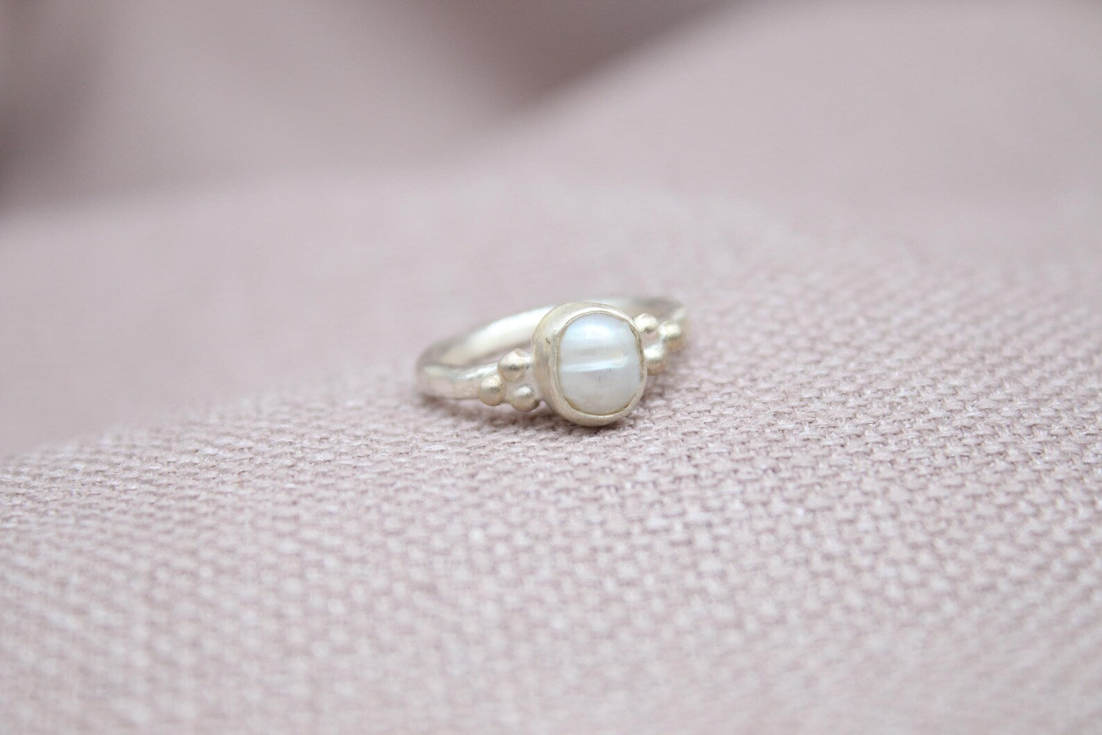 Natural Pearl Ring 925 Sterling Silver Handmade Vintage Style Artisan Ring