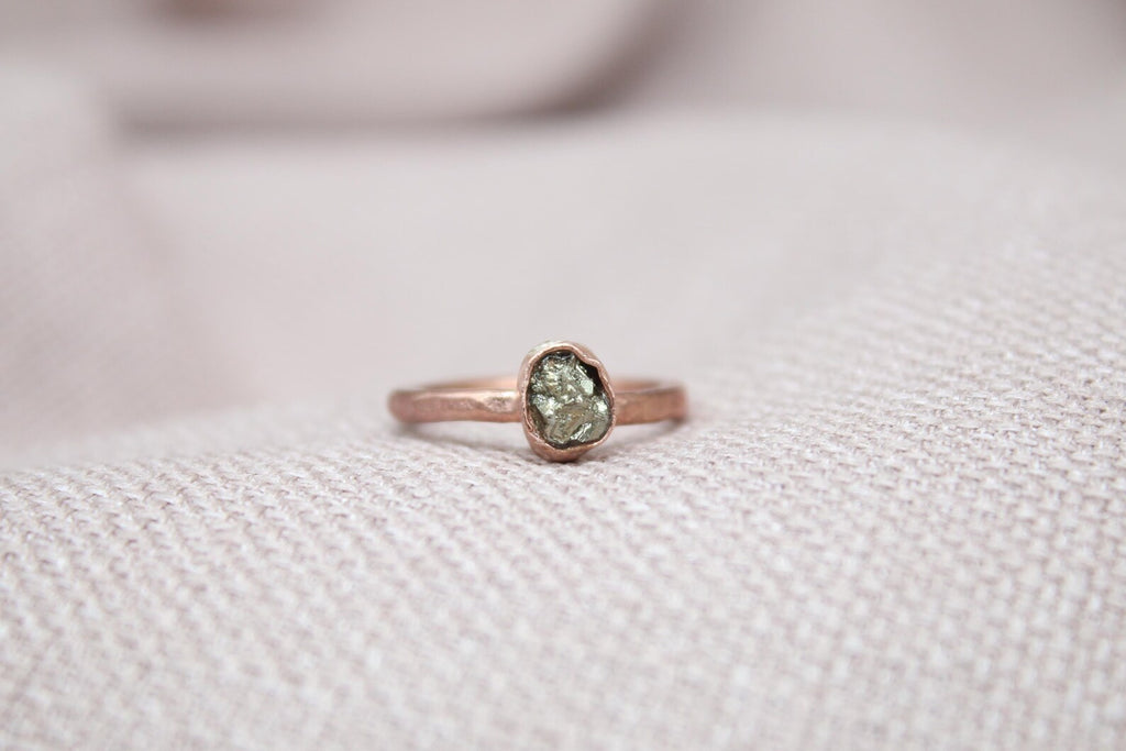 Raw Pyrite Ring 925 Sterling Silver Handmade Rustic Minimalist Gemstone Ring