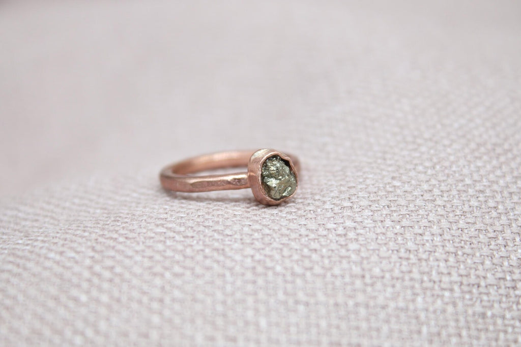 Raw Pyrite Ring 925 Sterling Silver Handmade Rustic Minimalist Gemstone Ring