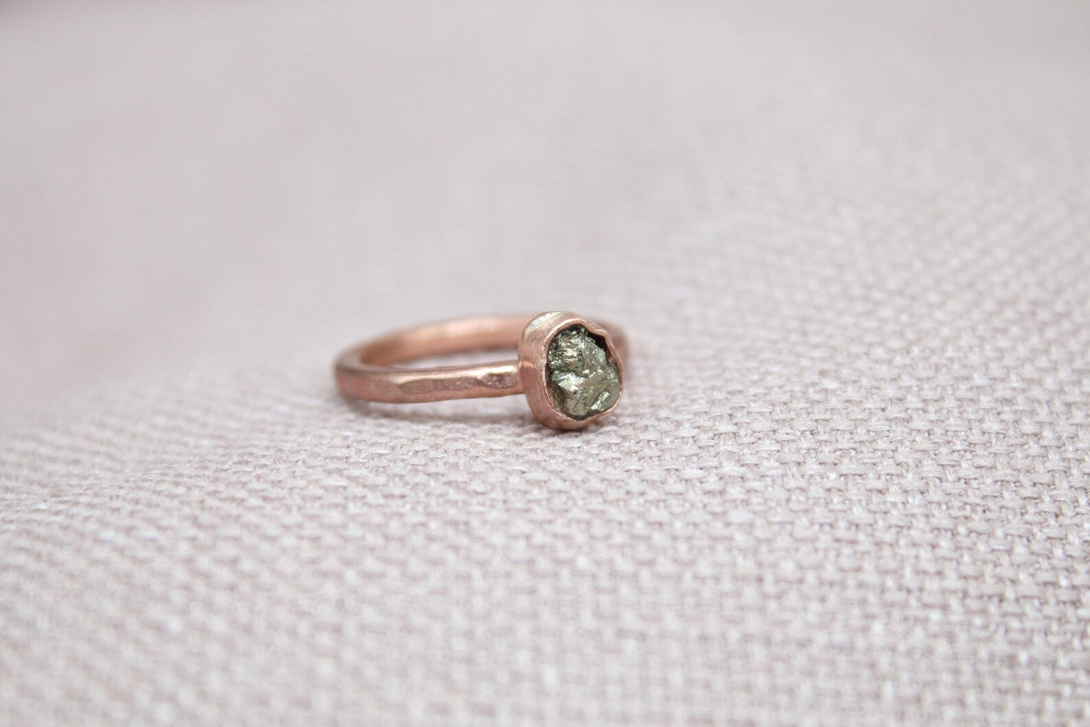 Raw Pyrite Ring 925 Sterling Silver Handmade Rustic Minimalist Gemstone Ring