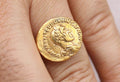 Roman Emperor Hadrian Coin Ring 22K Gold Plated 925 Sterling Silver Handmade Adjustable Ring