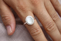 Handmade Cats Eye Silver Ring 925 Sterling Silver Oval Gemstone Statement Ring