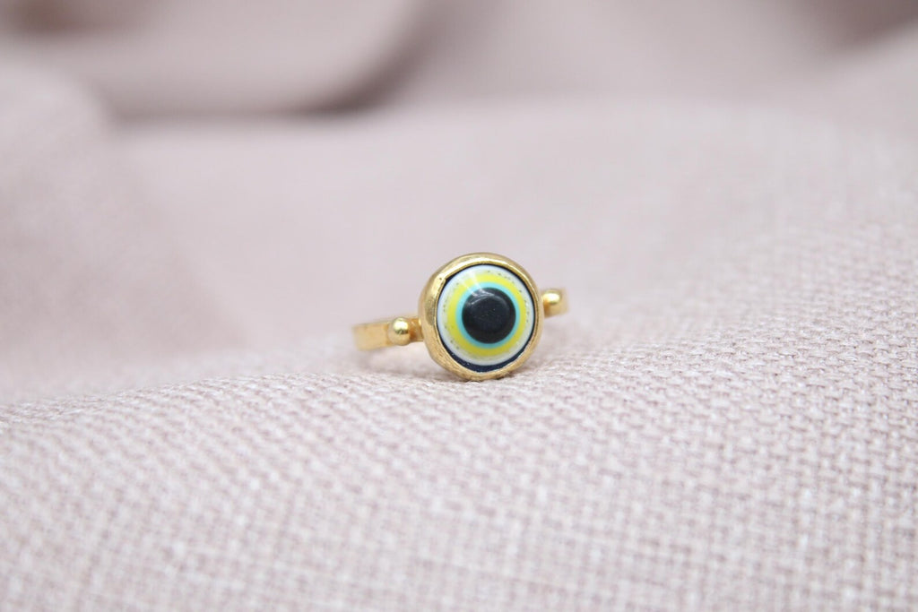 Handmade Evil Eye Silver Ring 925 Sterling Silver Protective Charm Minimalist Statement Ring