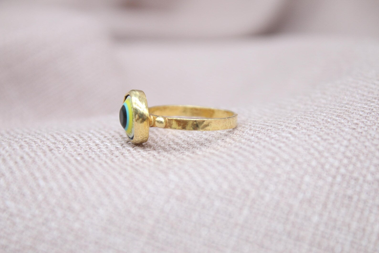 Handmade Evil Eye Silver Ring 925 Sterling Silver Protective Charm Minimalist Statement Ring