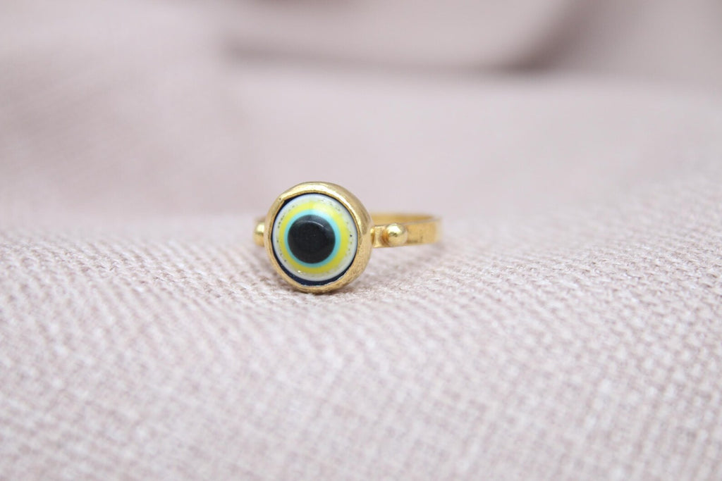 Handmade Evil Eye Silver Ring 925 Sterling Silver Protective Charm Minimalist Statement Ring