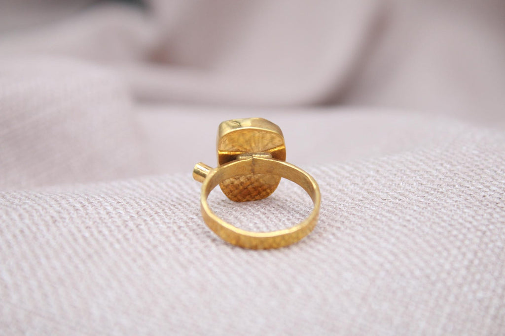 Handmade Pearl Statement Ring 22K Gold Plated Sterling Silver Organic Pearl Ring
