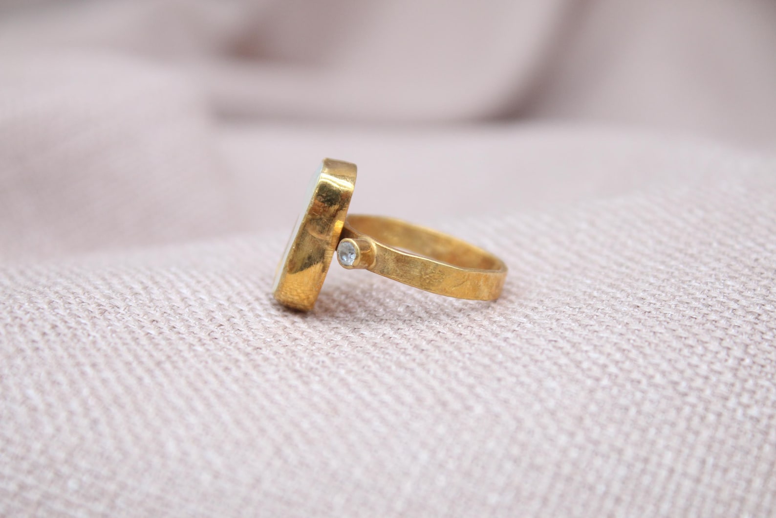 Handmade Pearl Statement Ring 22K Gold Plated Sterling Silver Organic Pearl Ring