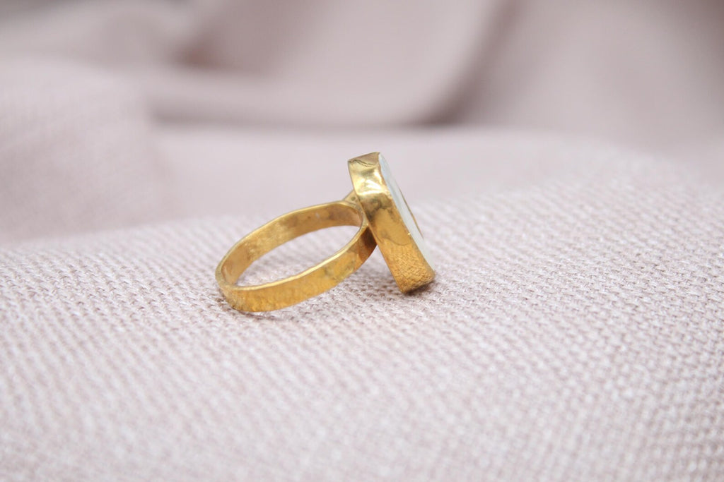 Handmade Pearl Statement Ring 22K Gold Plated Sterling Silver Organic Pearl Ring