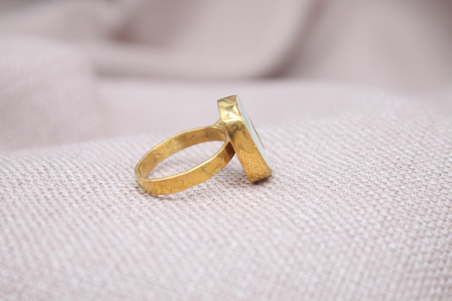 Handmade Pearl Statement Ring 22K Gold Plated Sterling Silver Organic Pearl Ring