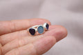 Handmade Opal & Raw Amethyst Ring Sterling Silver Triple Stone Statement Ring