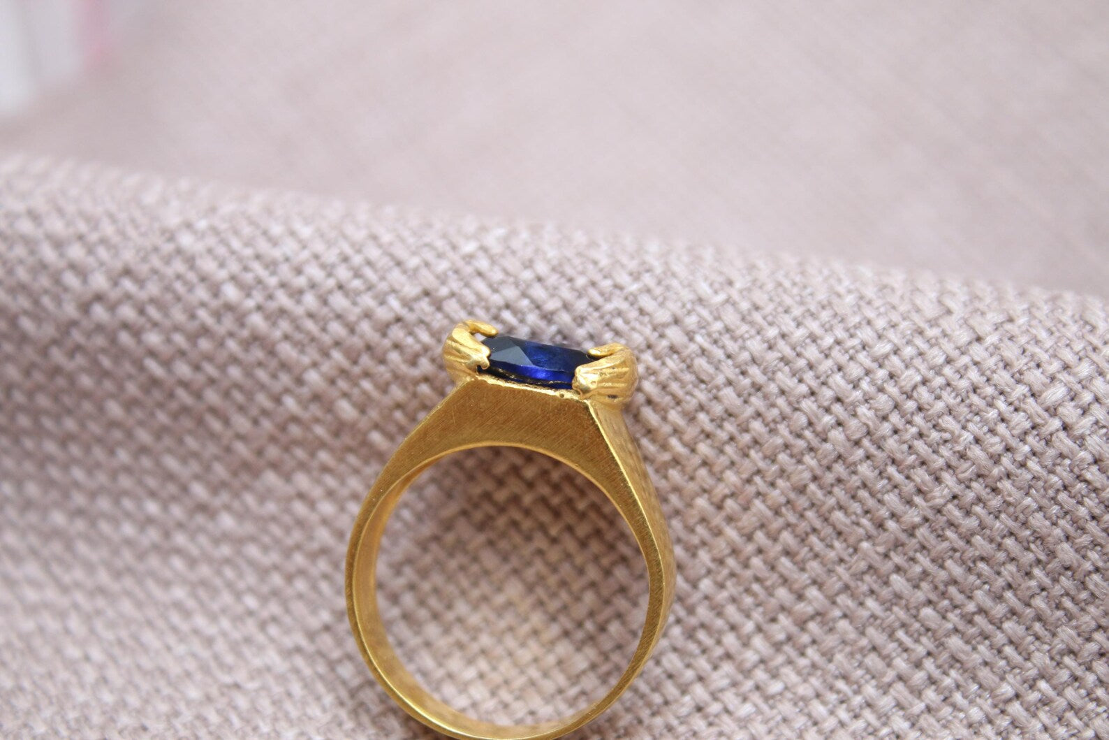 Handmade Sapphire Hug Ring Sterling Silver Unique Blue Gem Statement Ring
