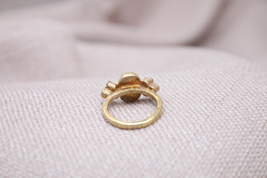 Handmade Pearl Statement Ring Sterling Silver Oval Pearl Cluster Gemstone Ring