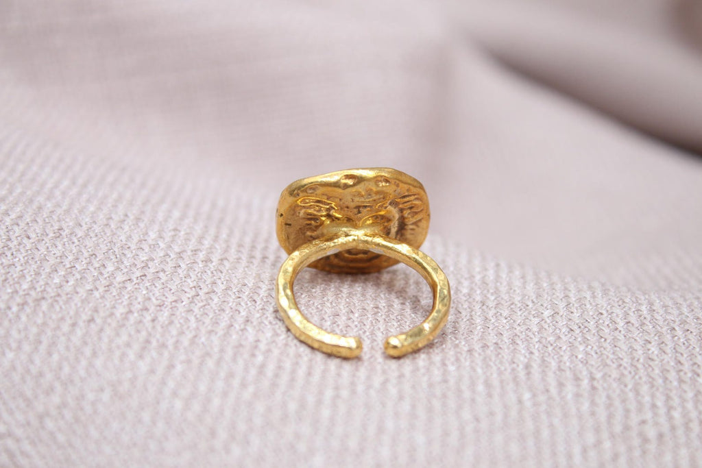 Handmade Goat Coin Ring Sterling Silver Signet Ring Animal Symbol Jewelry