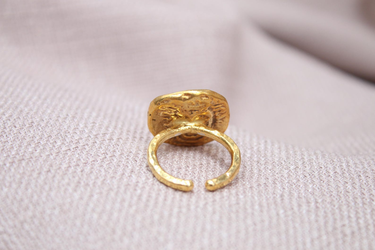 Handmade Goat Coin Ring Sterling Silver Signet Ring Animal Symbol Jewelry