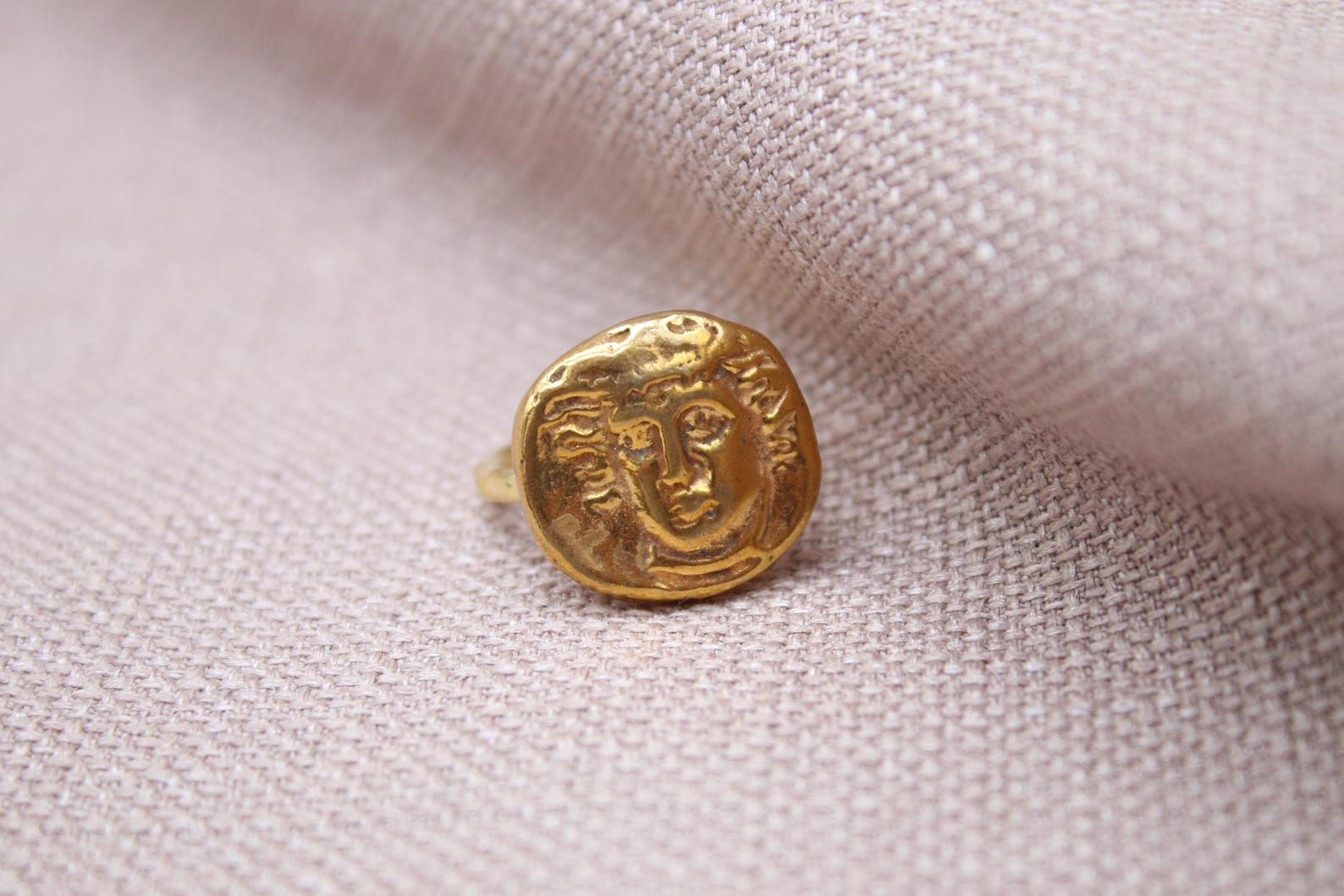 Handmade Apollo Bronze Coin Ring Sterling Silver Ancient Greek Signet Ring