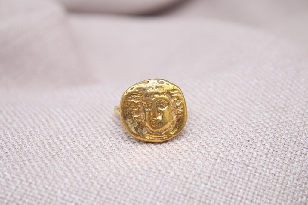 Handmade Apollo Bronze Coin Ring Sterling Silver Ancient Greek Signet Ring