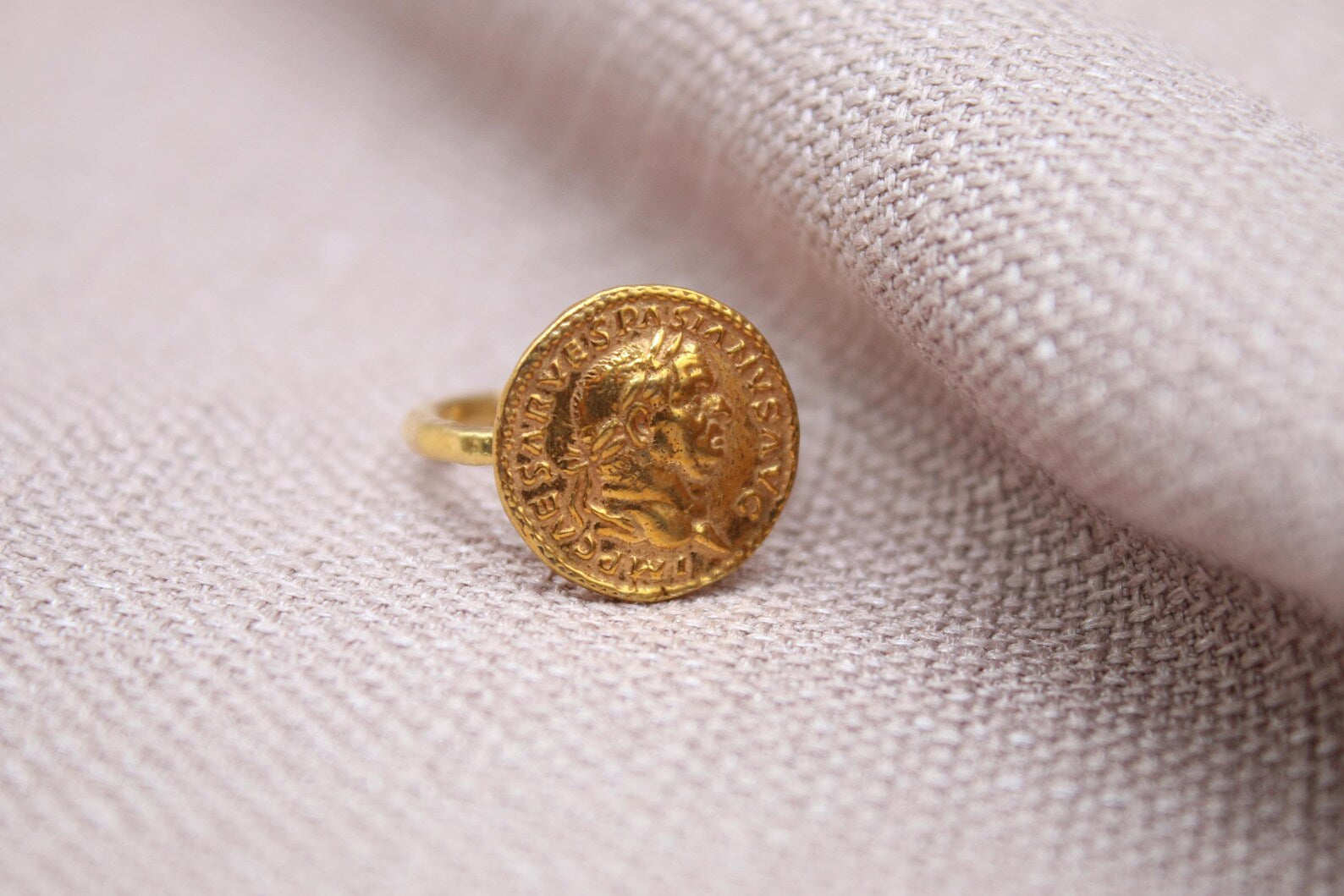 Augustus Coin Signet Ring Sterling Silver Handmade Roman Emperor Statement Ring