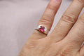 Ruby Statement Ring Sterling Silver Handmade Lab Ruby Ring Holding Love Design